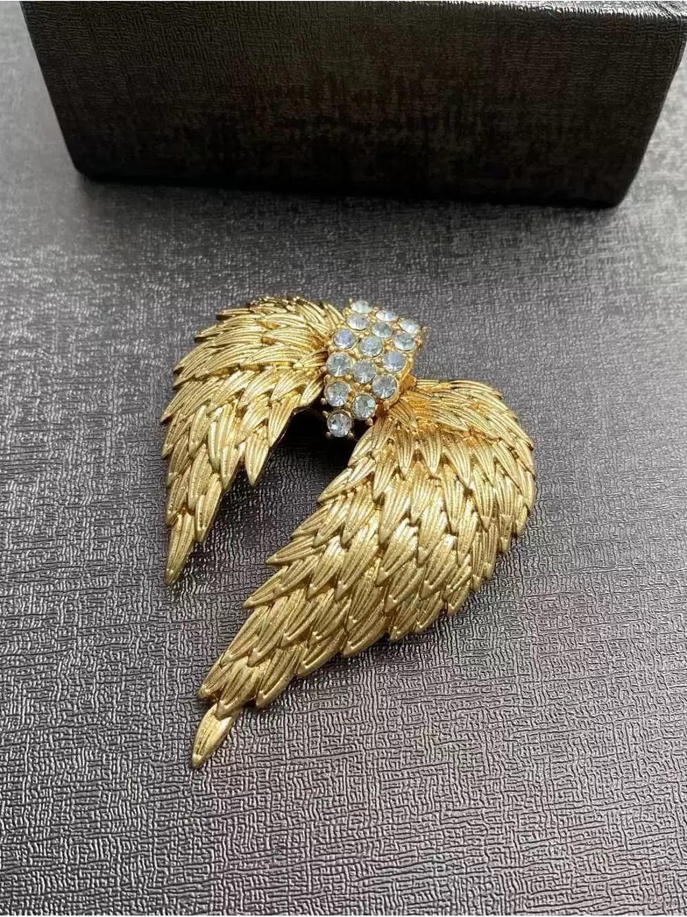 Gold Wing Crystal Accent Brooch - Women Jewelry - Picture 2 of 7